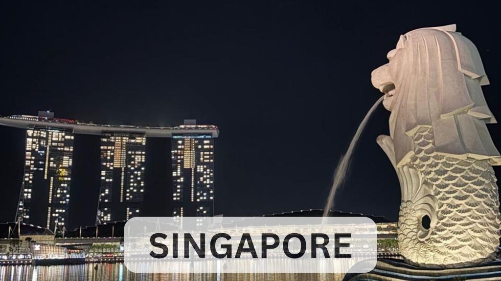 Marina Bay Sands and Singapore skyline at night